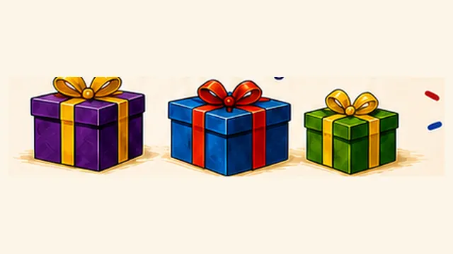 Illustration drei bunte Geschenke